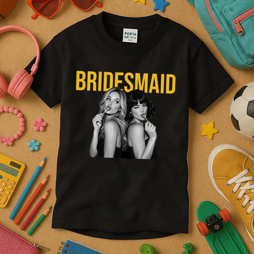 Custom Personalized Bridal Party Shirt, Personalized Bridesmaid Kids T-Shirt - Front 2