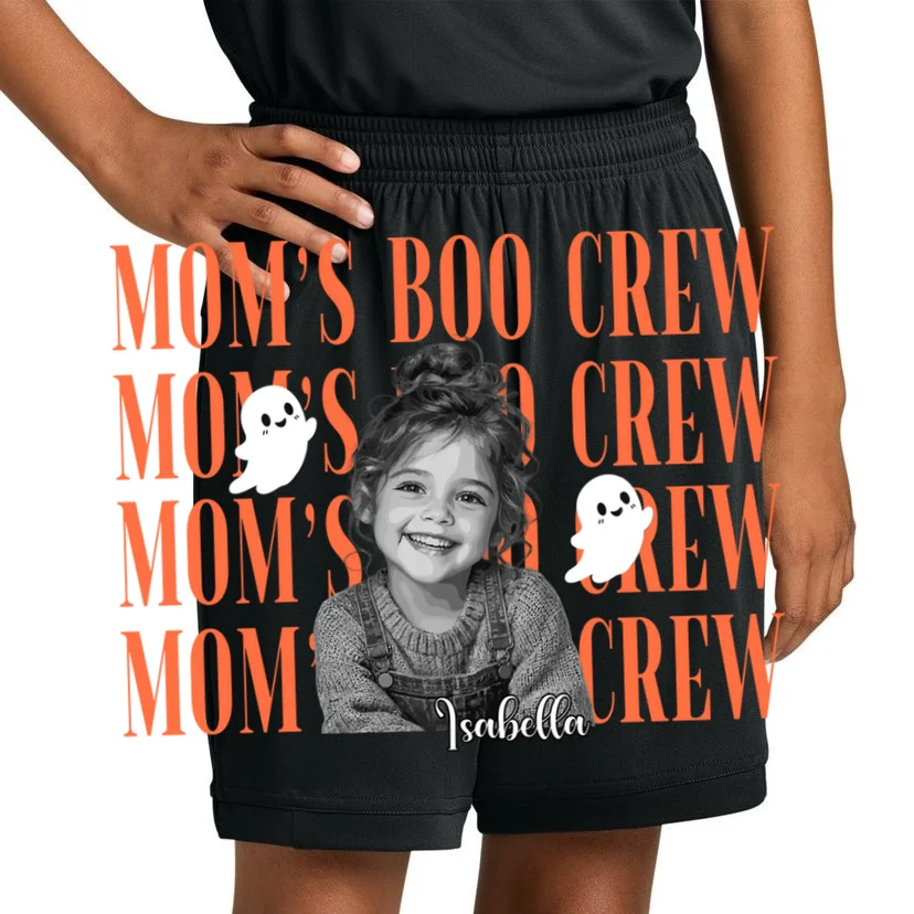 Custom Halloween Boo Crew Photo Kids Shorts - Front 1