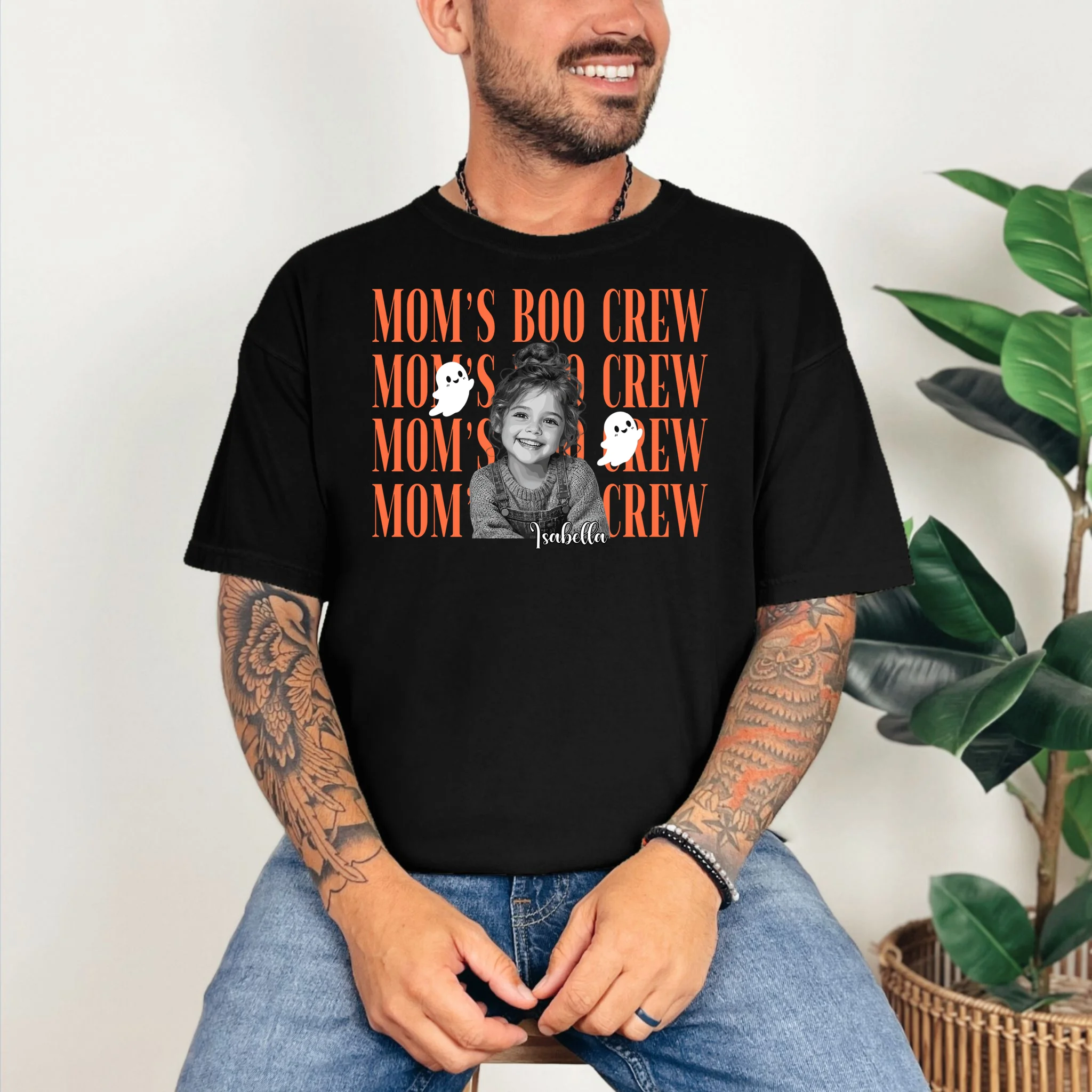Custom Halloween Boo Crew Photo Comfort Colors Unisex T-Shirt - Front 2