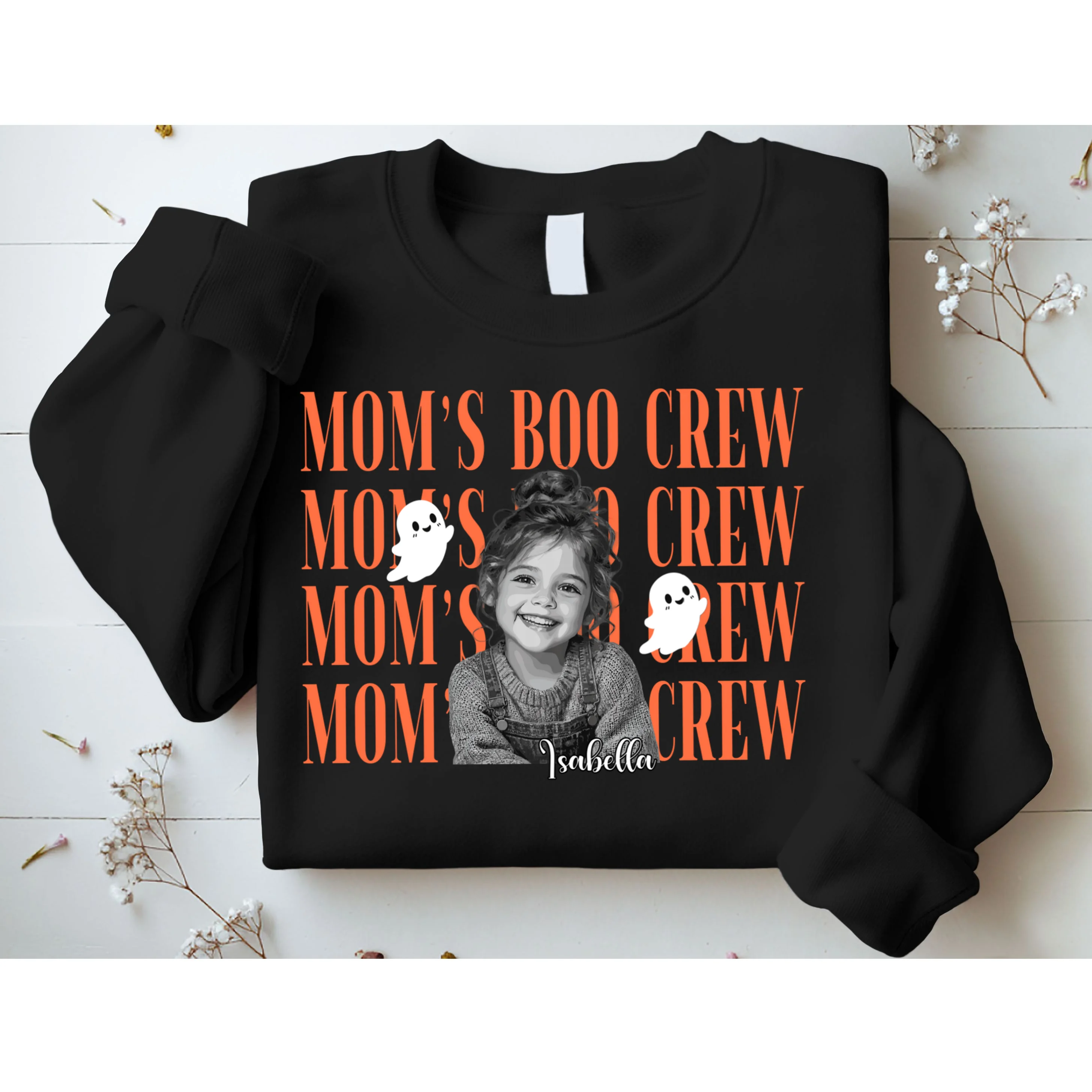 Custom Halloween Boo Crew Photo Men's Sweatshirt - Front 1