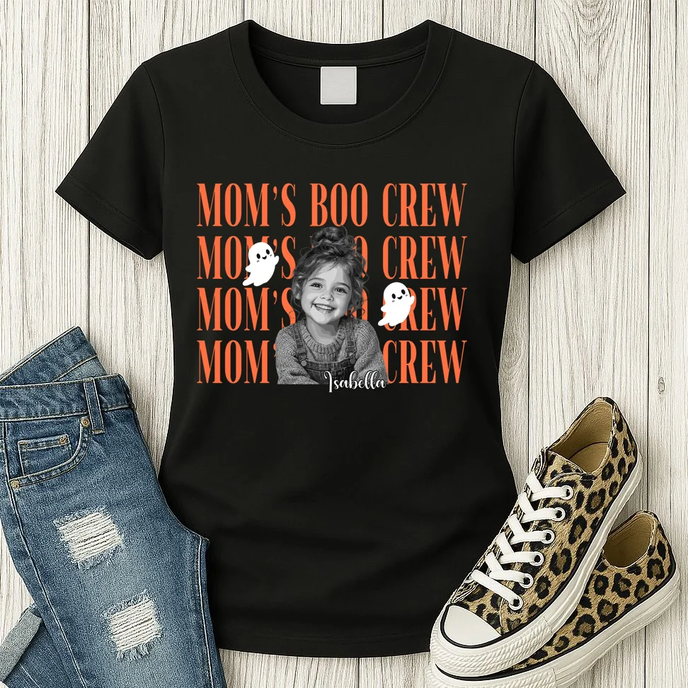 Custom Halloween Boo Crew Photo Women's T-Shirt - Front 2