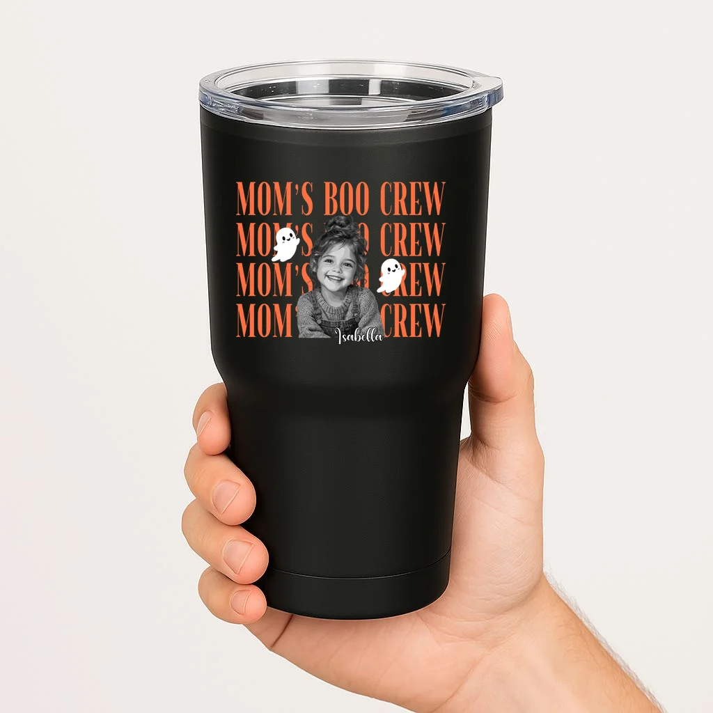 Custom Personalized Halloween Boo Crew Photo 20oz Tumbler - Front 1