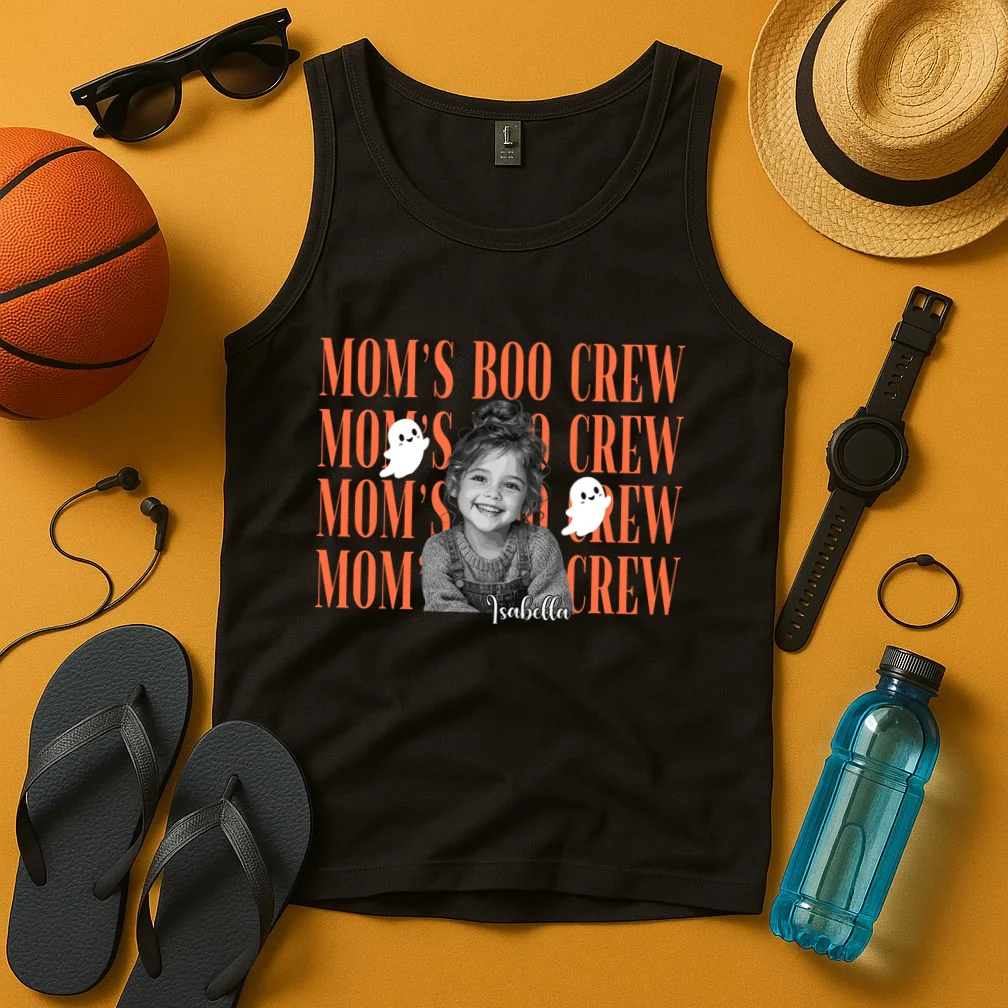 Custom Personalized Halloween Boo Crew Photo Men's Tank Top - Front 3