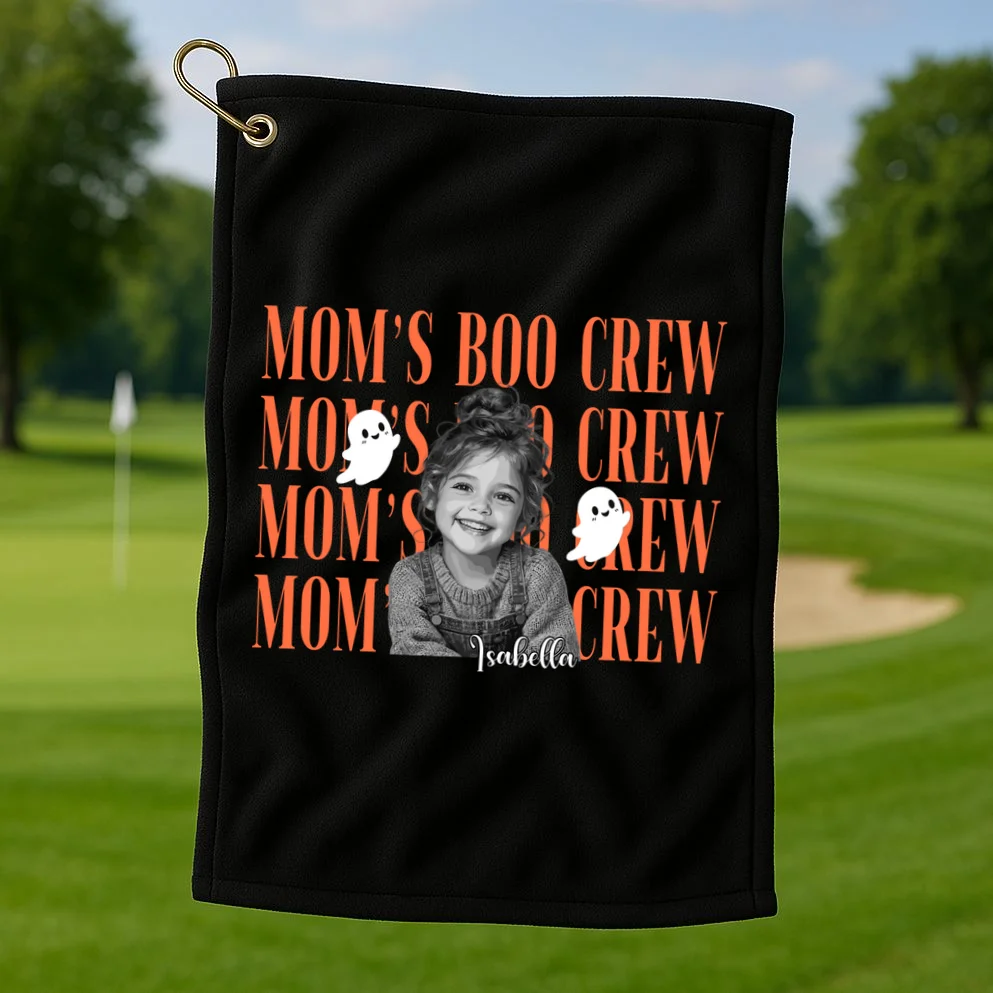 Custom Personalized Halloween Boo Crew Photo Golf Towel - Front 1
