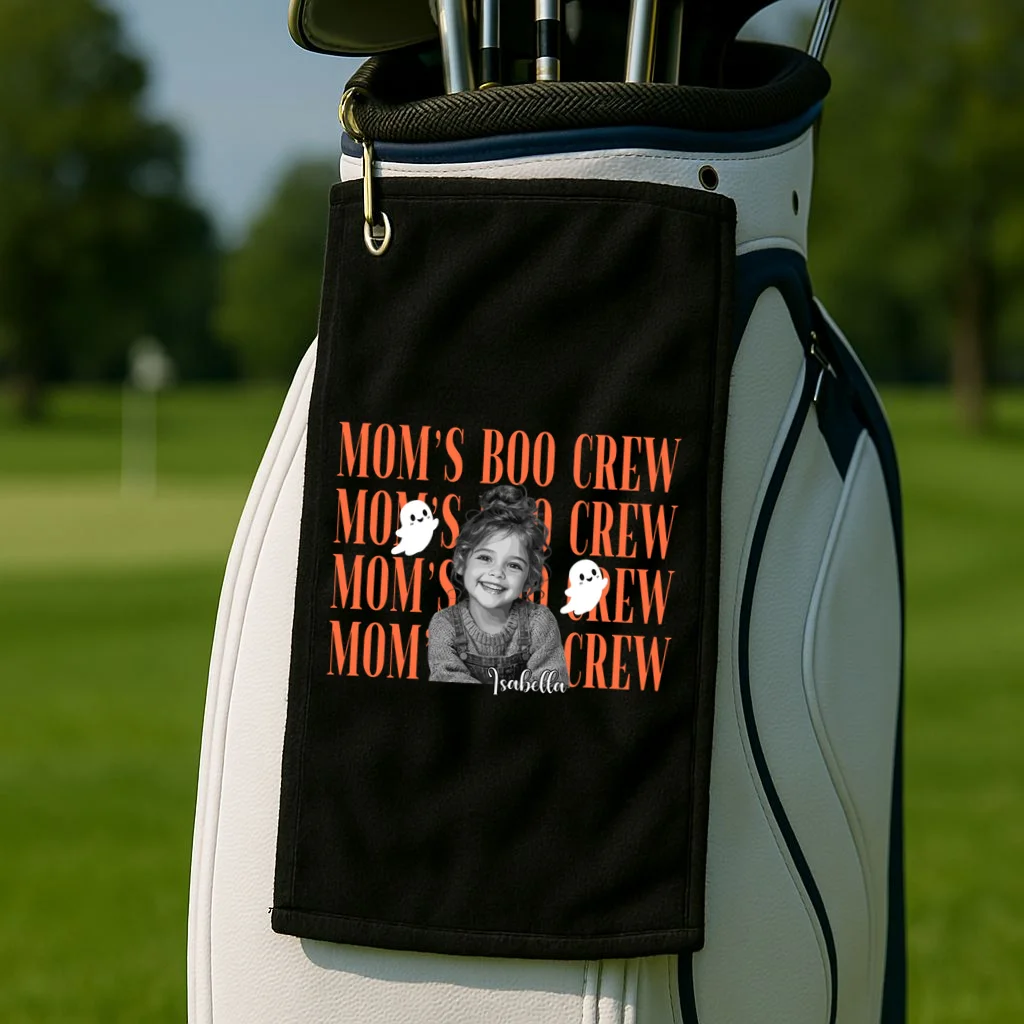 Custom Personalized Halloween Boo Crew Photo Golf Towel - Front 2