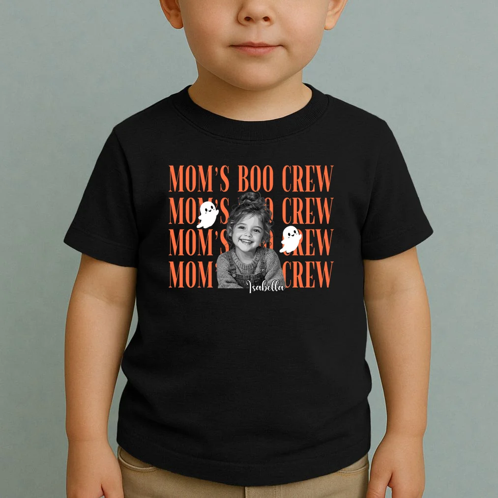 Custom Personalized Halloween Boo Crew Photo Toddler T-Shirt - Front 1