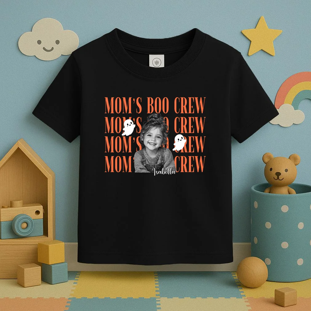 Custom Personalized Halloween Boo Crew Photo Toddler T-Shirt - Front 2