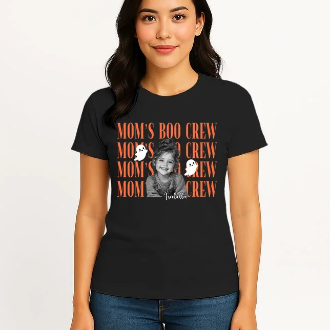 Custom Personalized Halloween Boo Crew Photo Women's T-Shirt - Front 3
