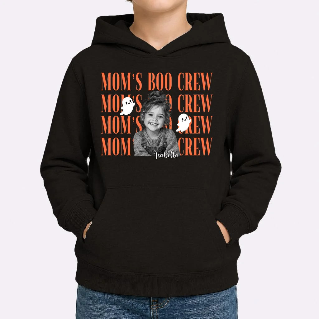 Custom Personalized Halloween Boo Crew Photo Kids Hoodie - Front 1