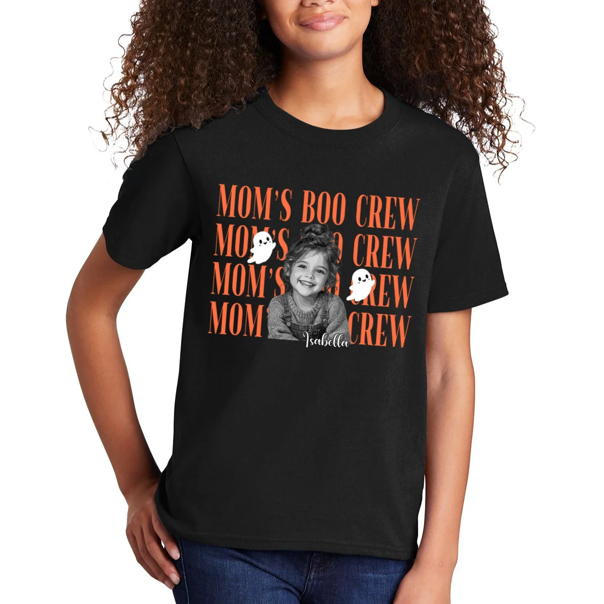 Custom Personalized Halloween Boo Crew Photo Kids T-Shirt - Front 1