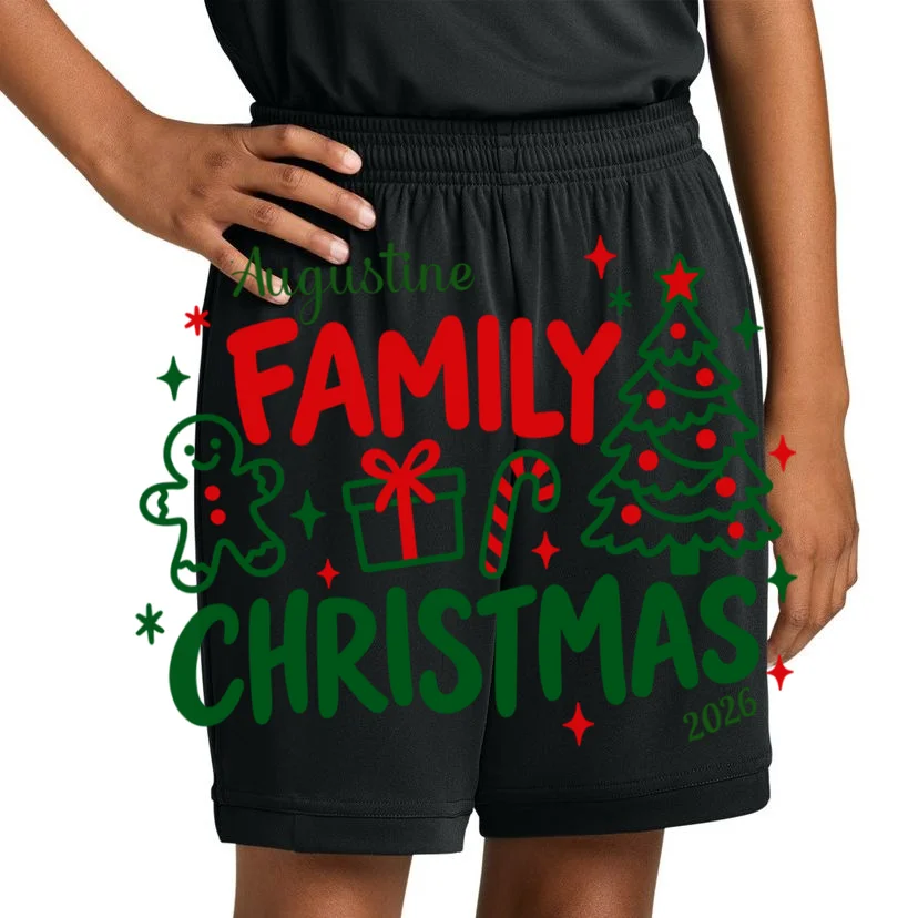 Custom Personalized Christmas Family Name Kids Shorts - Front 1