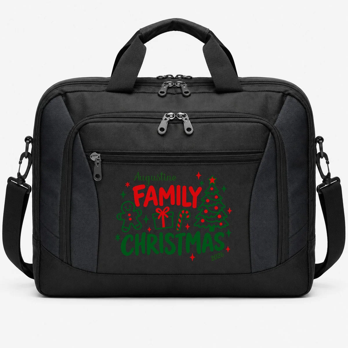 Custom Personalized Christmas Family Name Briefcase Front
