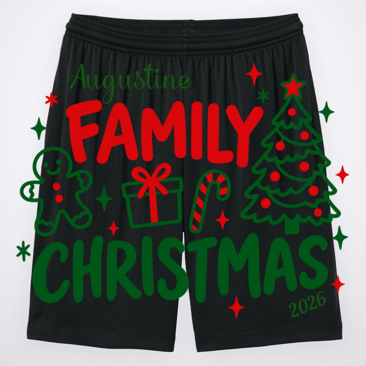 Custom Personalized Christmas Family Name Men's Shorts Front