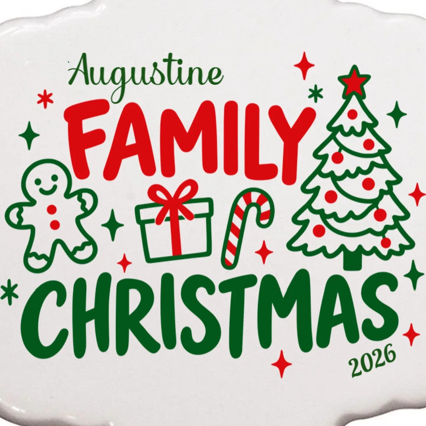 Custom Personalized Christmas Family Name Ornament - Front - Close-up