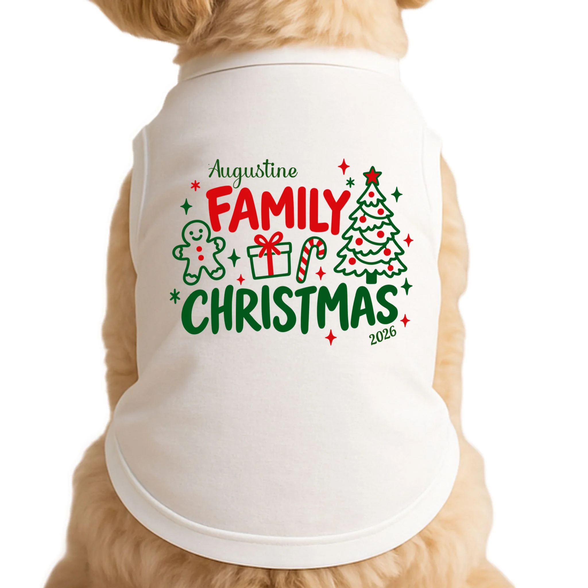 Custom Personalized Christmas Family Name Doggie Tank - Front