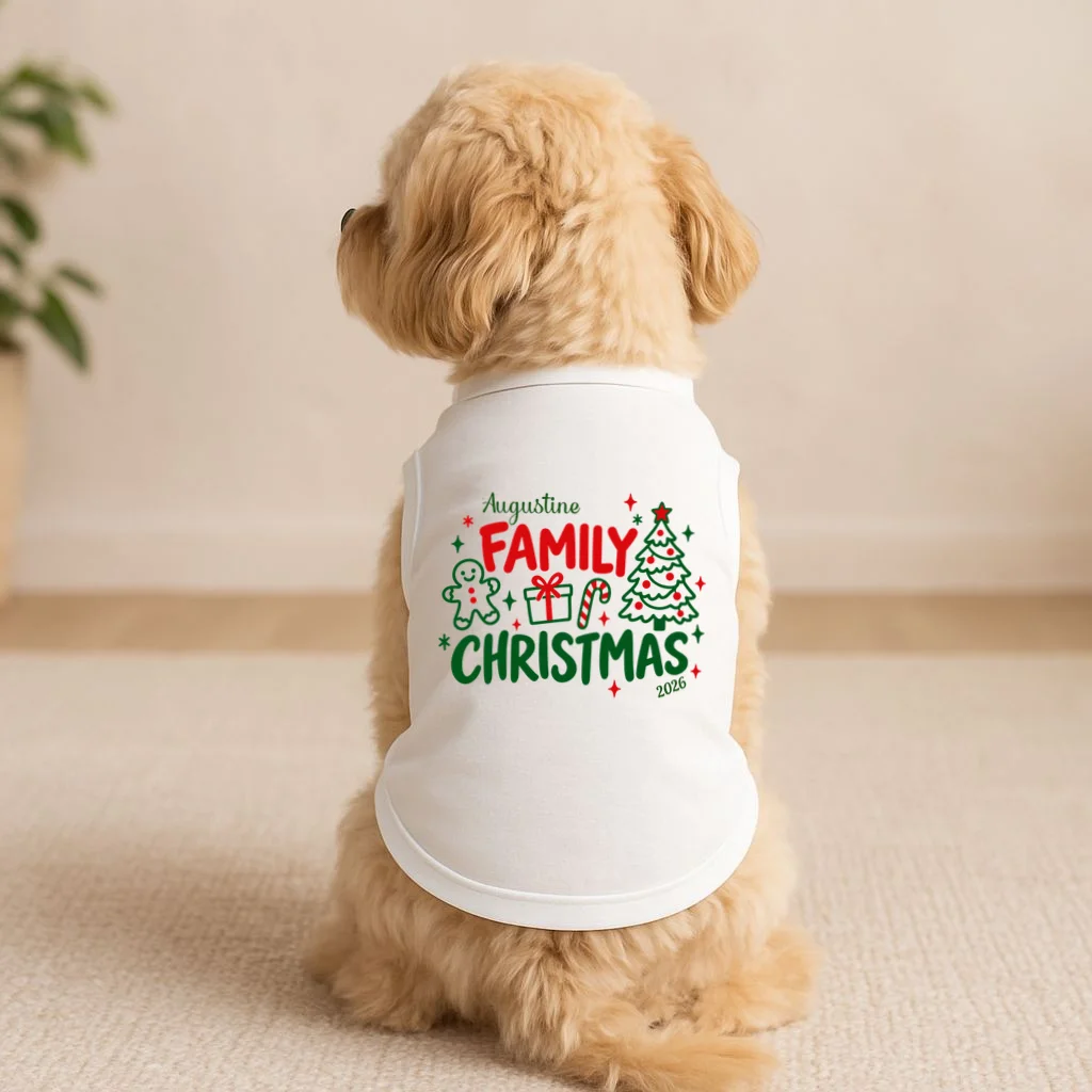 Custom Personalized Christmas Family Name Doggie Tank - Front 1