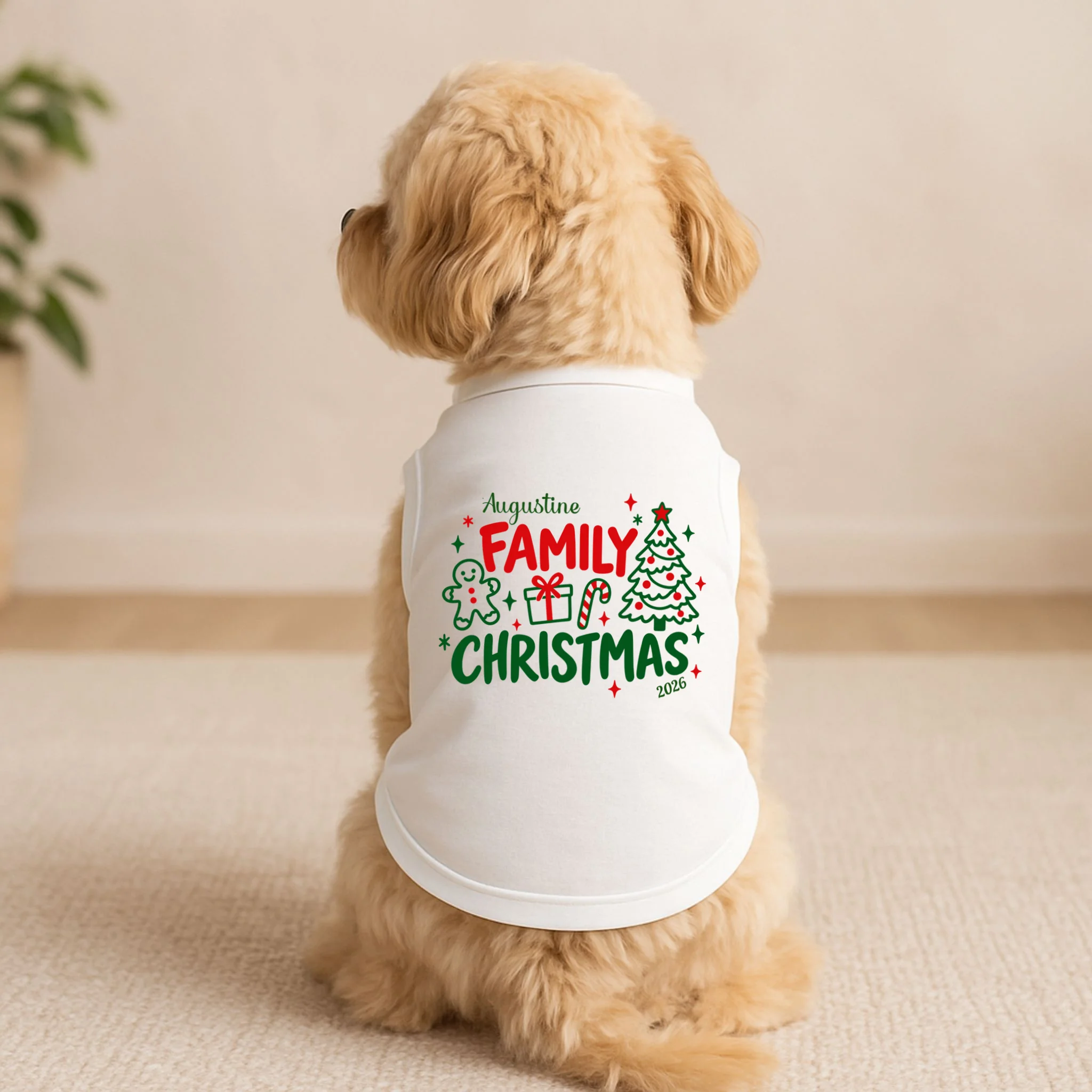 Custom Personalized Christmas Family Name Doggie Tank - Front 1