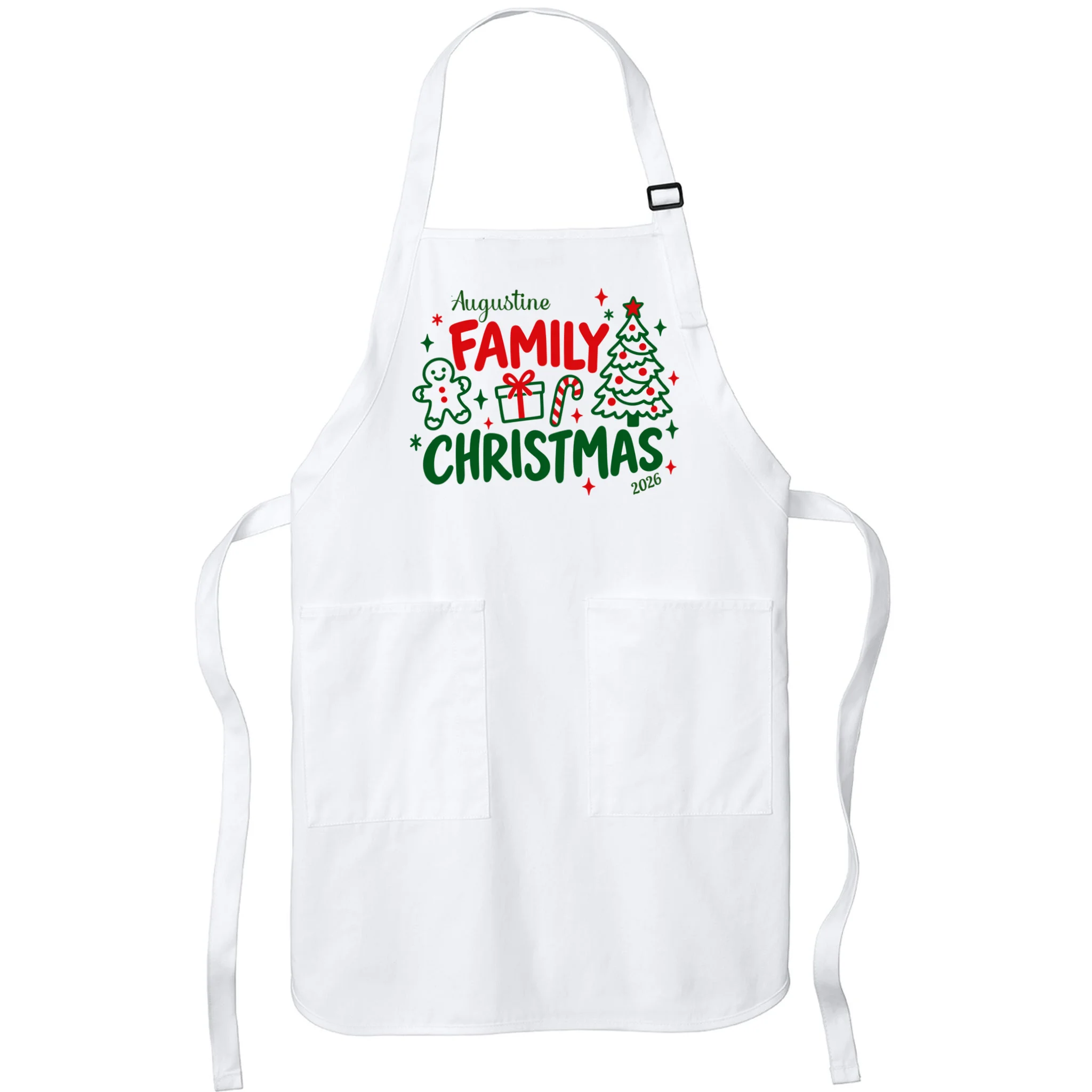 Custom Personalized Christmas Family Name Apron - Front