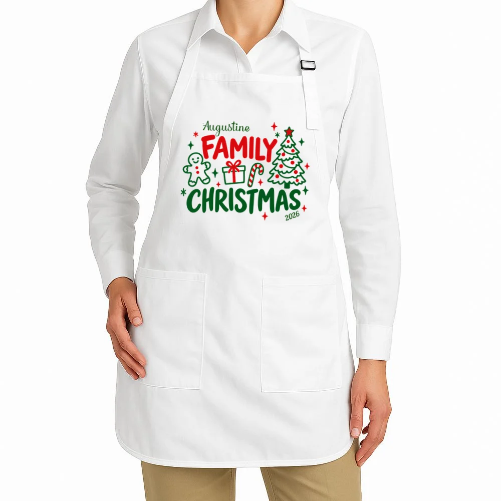 Custom Personalized Christmas Family Name Apron - Front 1