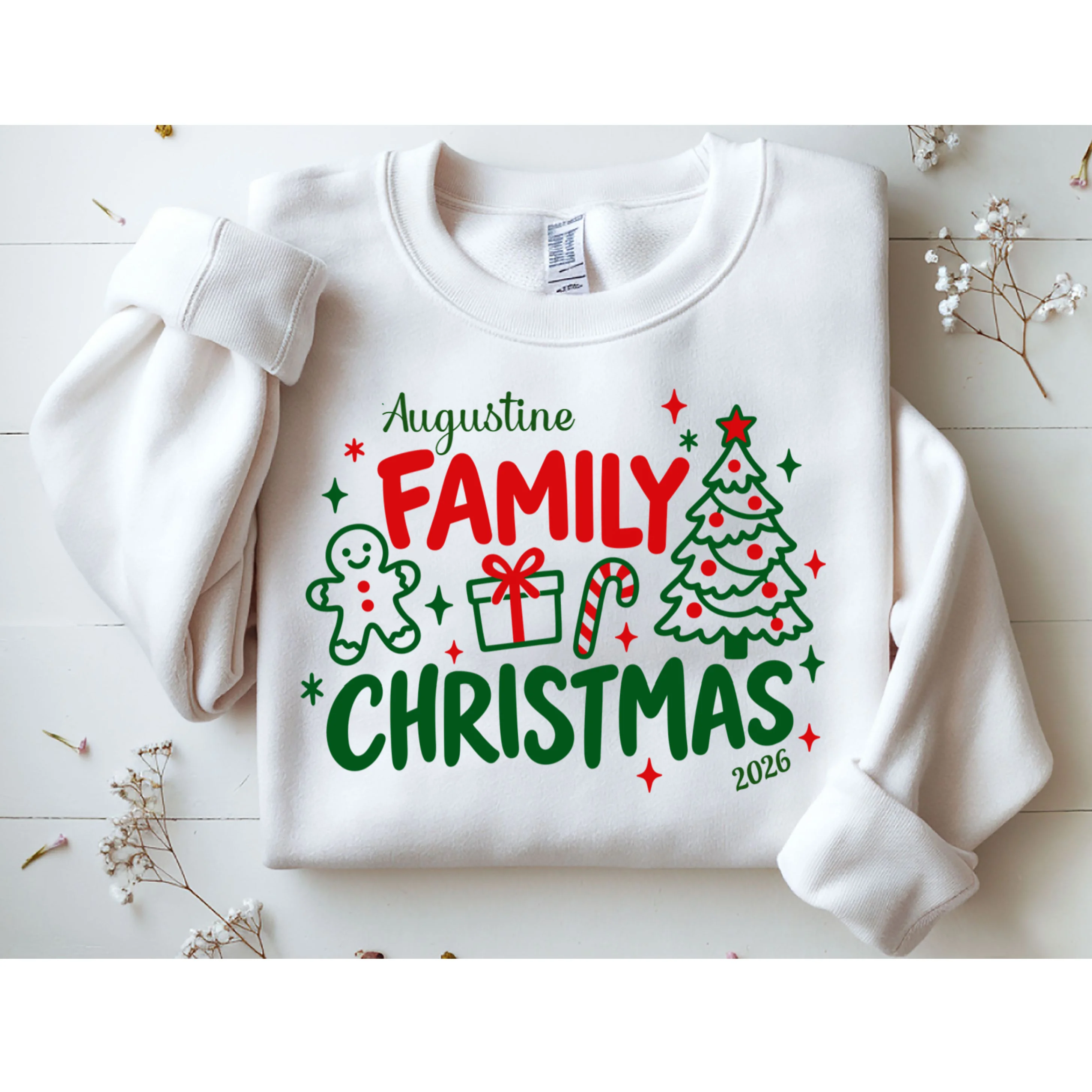 Custom Personalized Christmas Family Name Men's Sweatshirt - Front 1