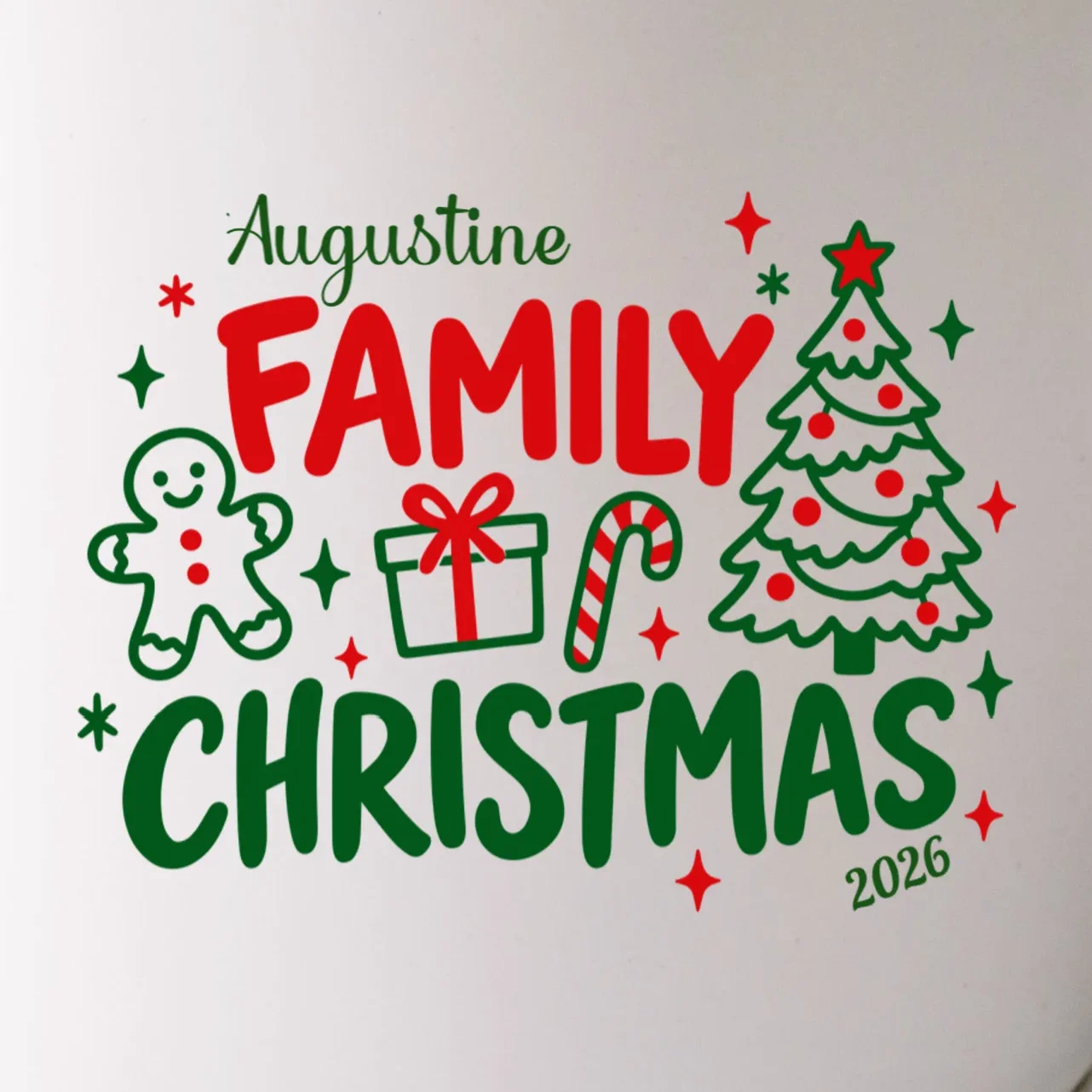 Custom Personalized Christmas Family Name Mug - Front - Close-up