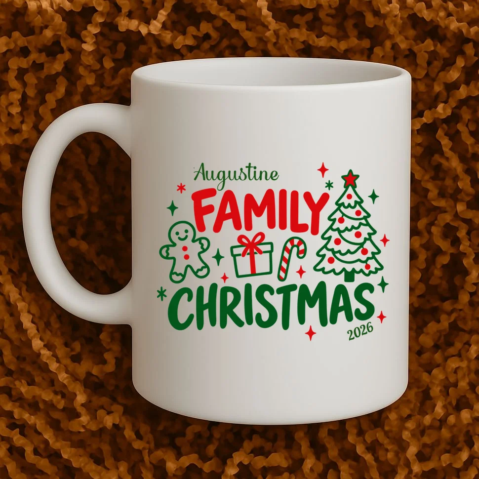 Custom Personalized Christmas Family Name Mug - Front 1