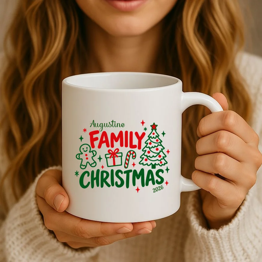 Custom Personalized Christmas Family Name Mug - Front 2