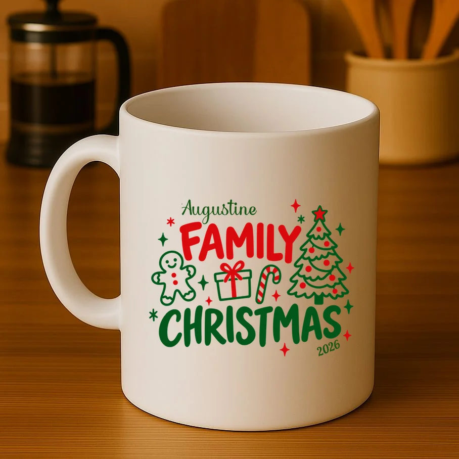 Custom Personalized Christmas Family Name Mug - Front 3