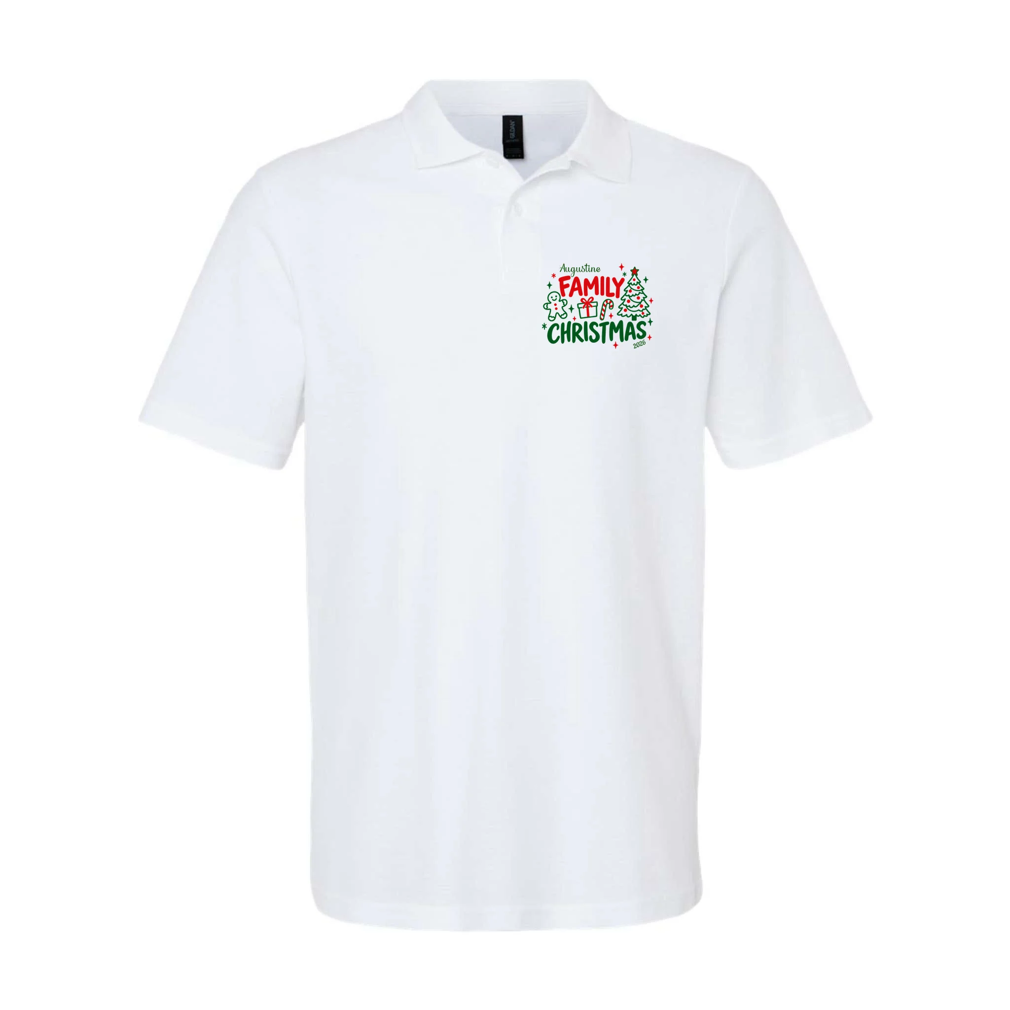 Custom Personalized Christmas Family Name Men's Polo - Front