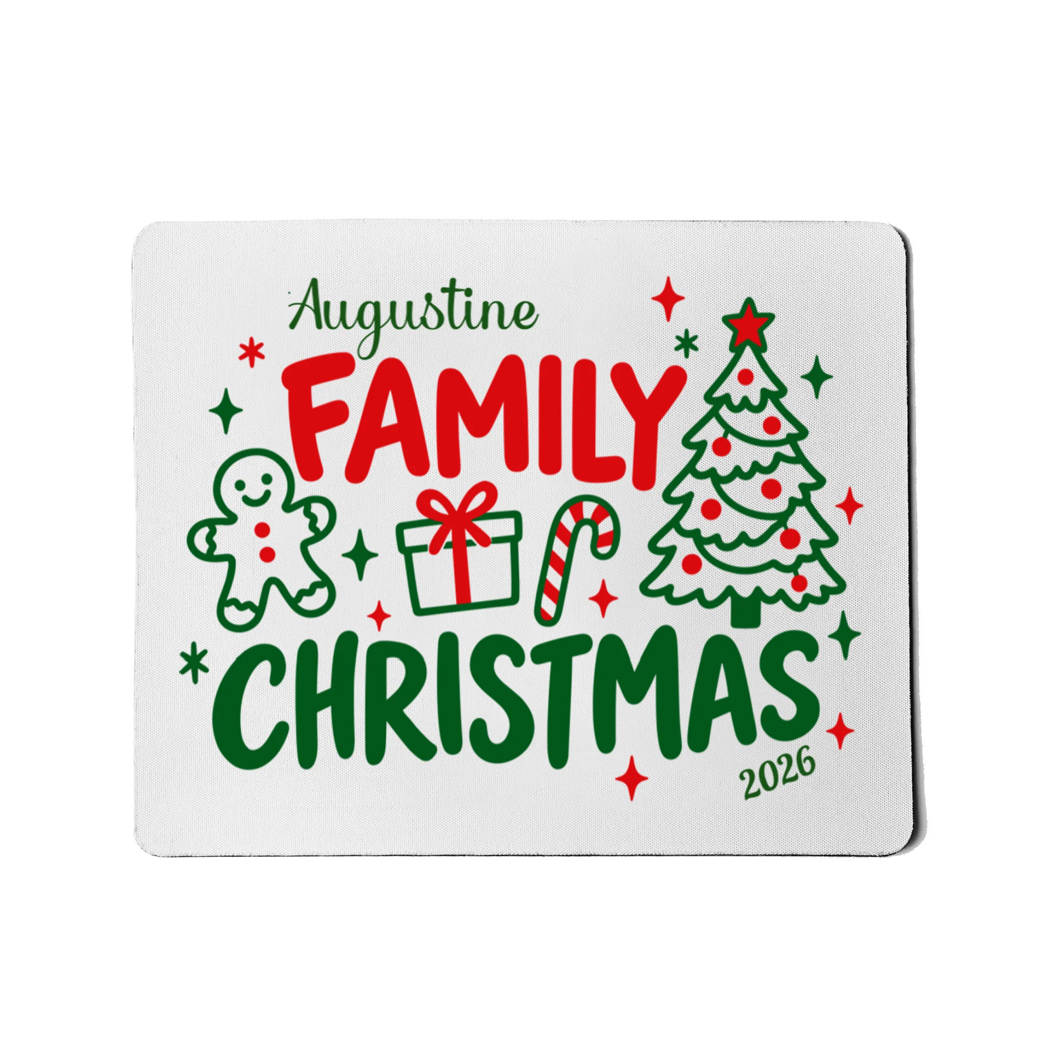 Custom Personalized Christmas Family Name Mouse Pad Front