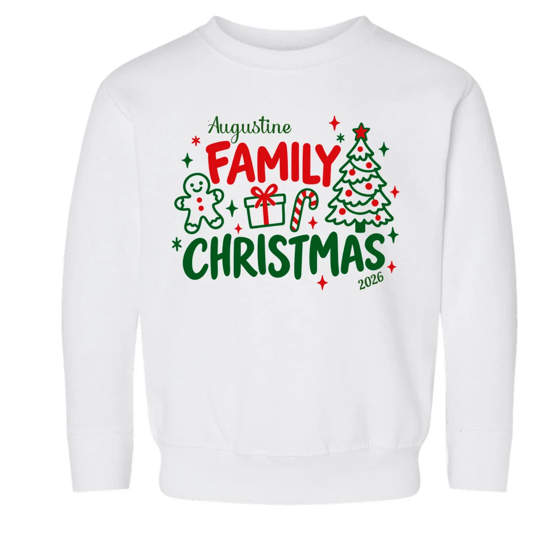 Custom Personalized Christmas Family Name Toddler Sweatshirt Front