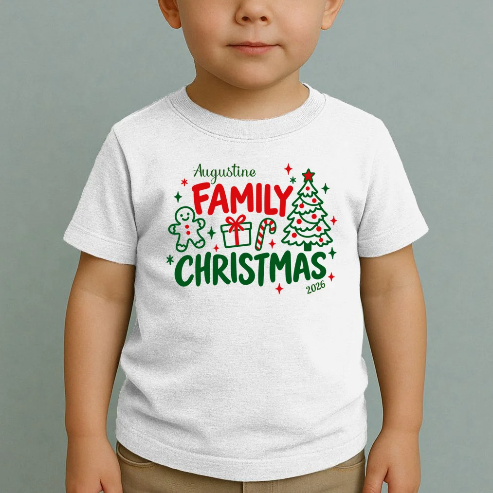 Custom Personalized Christmas Family Name Toddler T-Shirt - Front 1