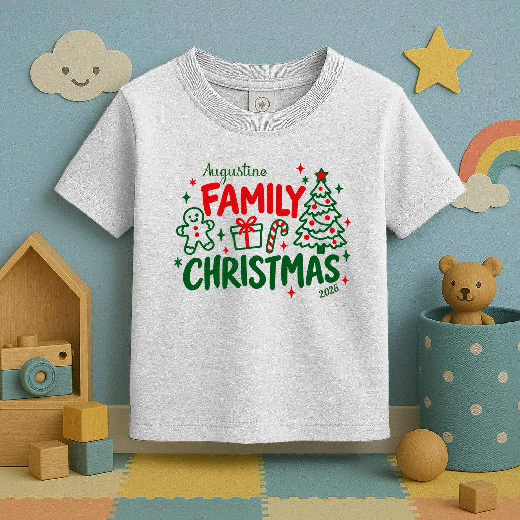 Custom Personalized Christmas Family Name Toddler T-Shirt - Front 2