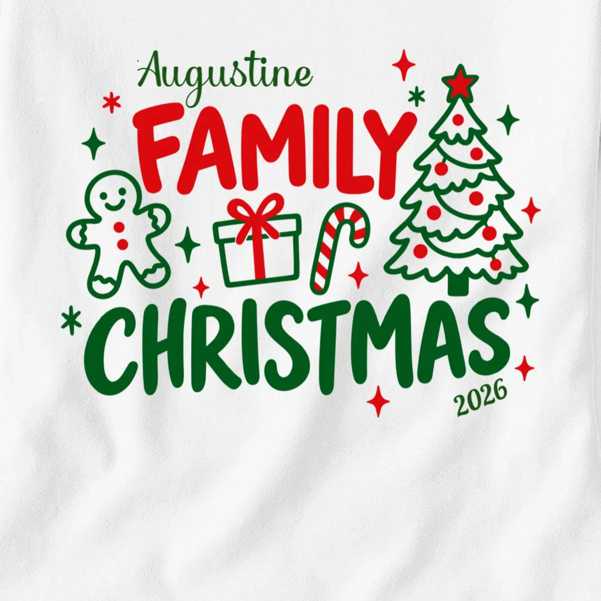 Custom Personalized Christmas Family Name Women's T-Shirt - Front - Close-up