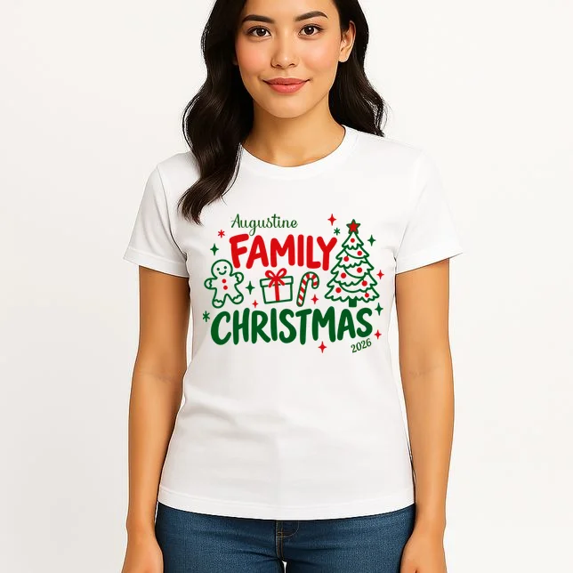 Custom Personalized Christmas Family Name Women's T-Shirt - Front 3