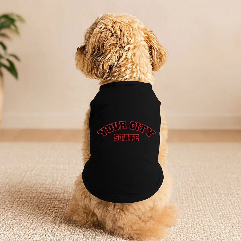Custom Personalized College City and State Block Letter Doggie Tank - Front 1