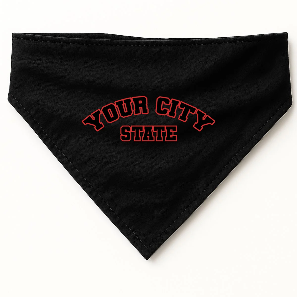 Custom Personalized College City and State Block Letter Dog Bandana - Front