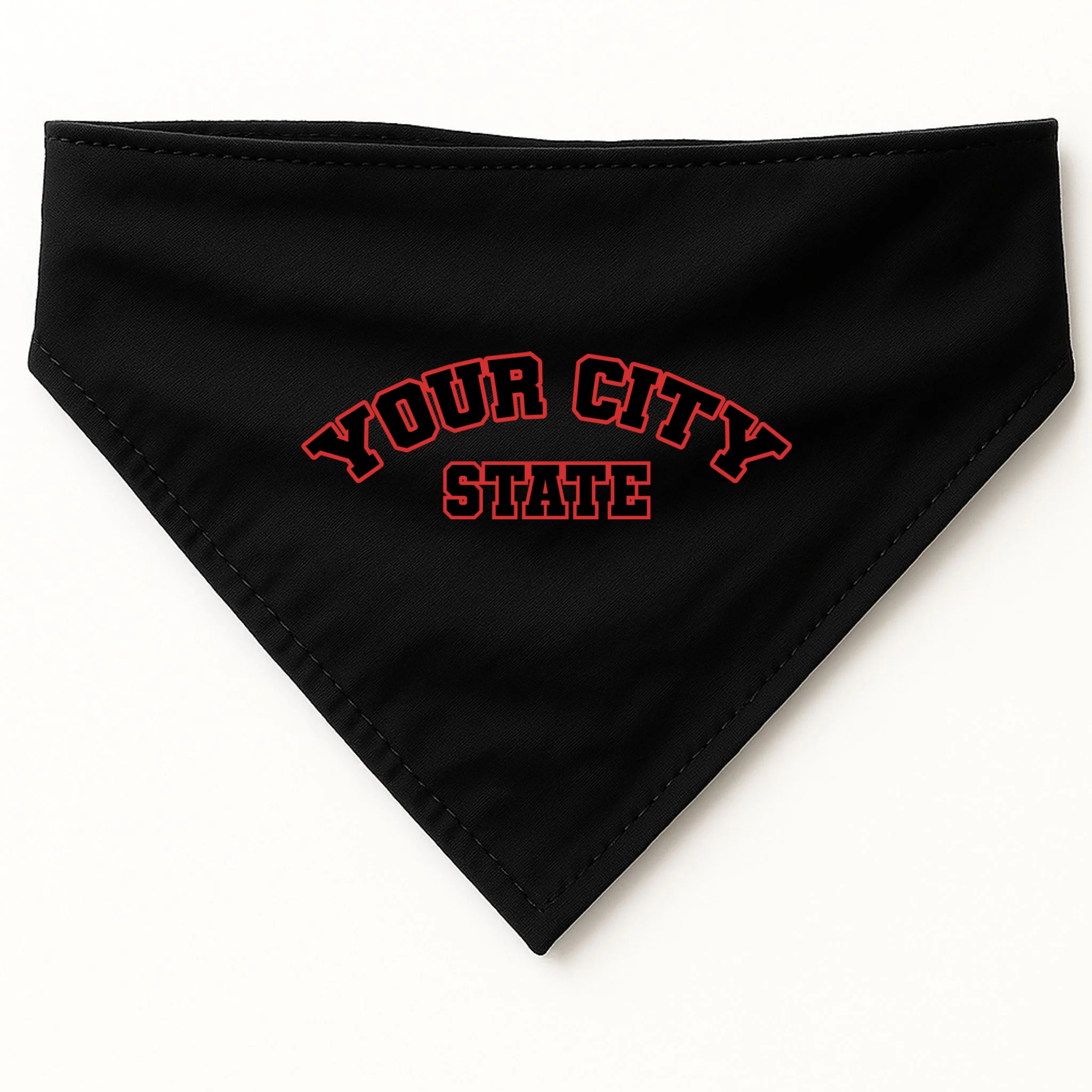 Custom Personalized College City and State Block Letter Dog Bandana - Front
