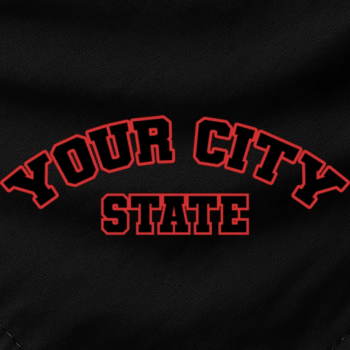 Custom Personalized College City and State Block Letter Dog Bandana - Front - Close-up
