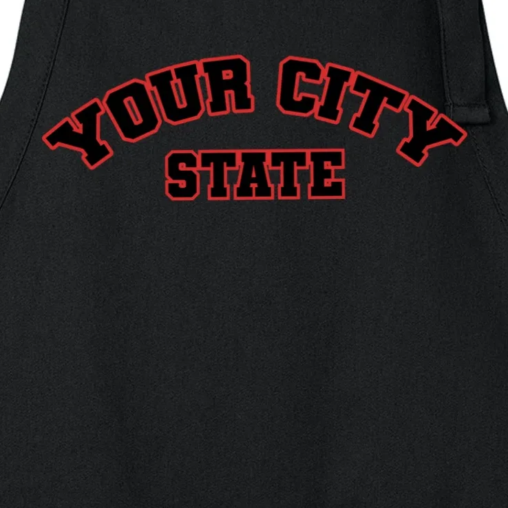 Custom Personalized College City and State Block Letter Apron - Front - Close-up