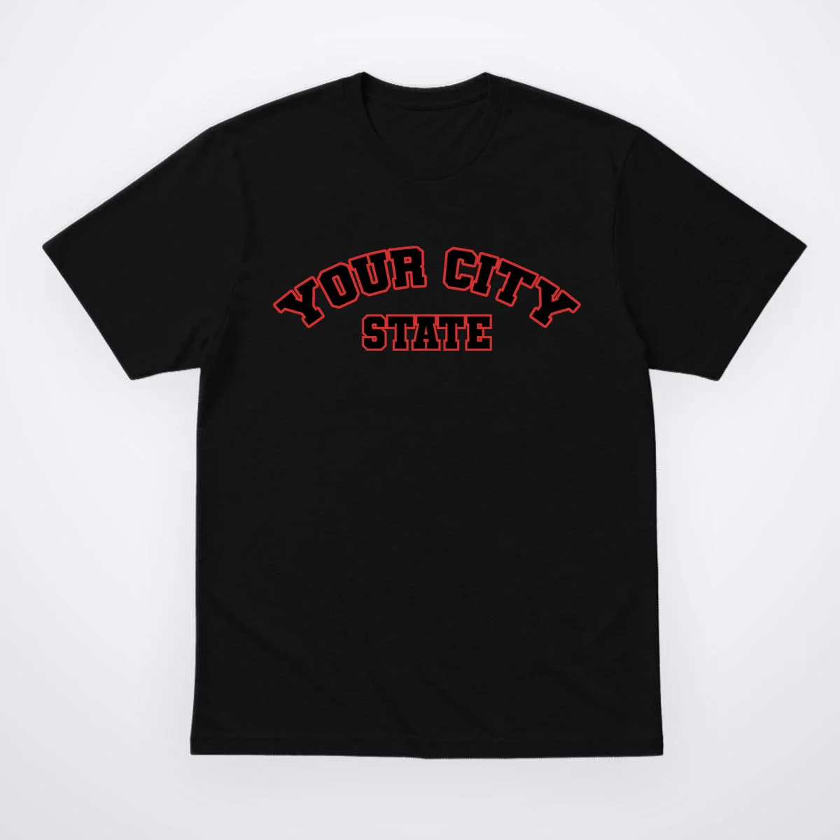 Custom Personalized College City and State Block Letter T-Shirt - Front