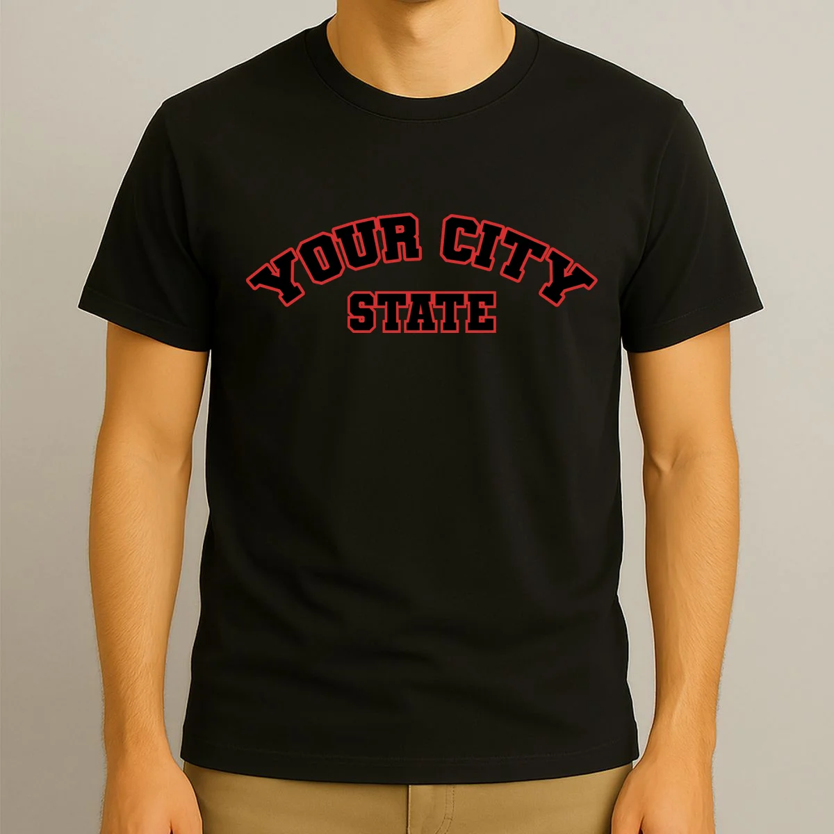 Custom Personalized College City and State Block Letter T-Shirt - Front 3