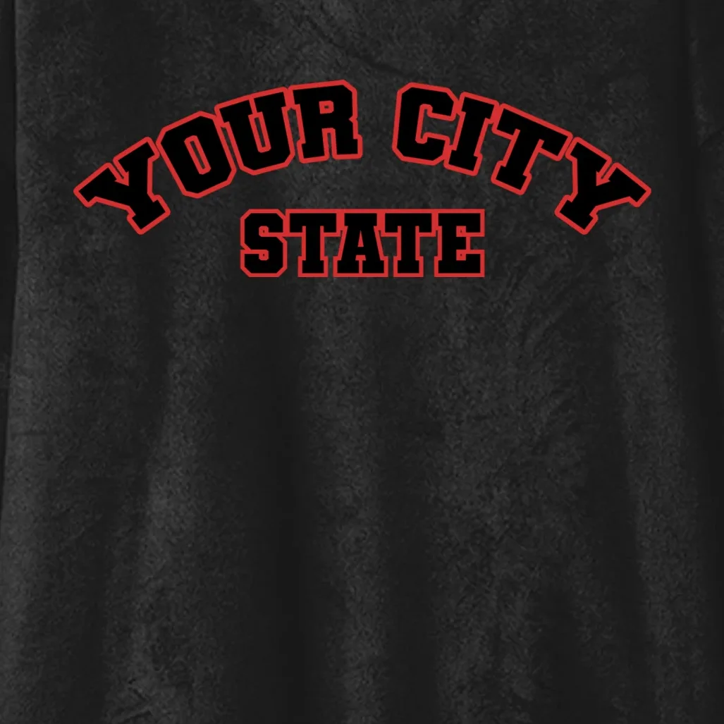 Custom Personalized College City and State Block Letter Hooded Blanket - Front - Close-up