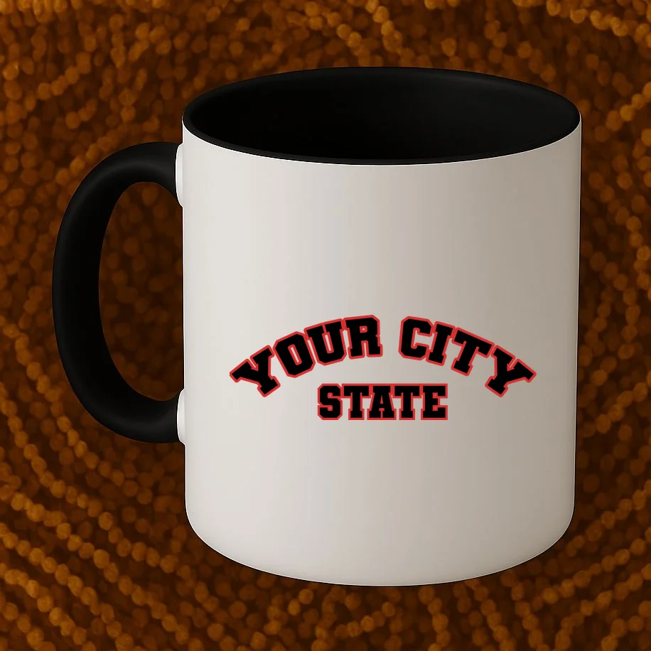 Custom Personalized College City and State Block Letter Coffee Mug - Front 1