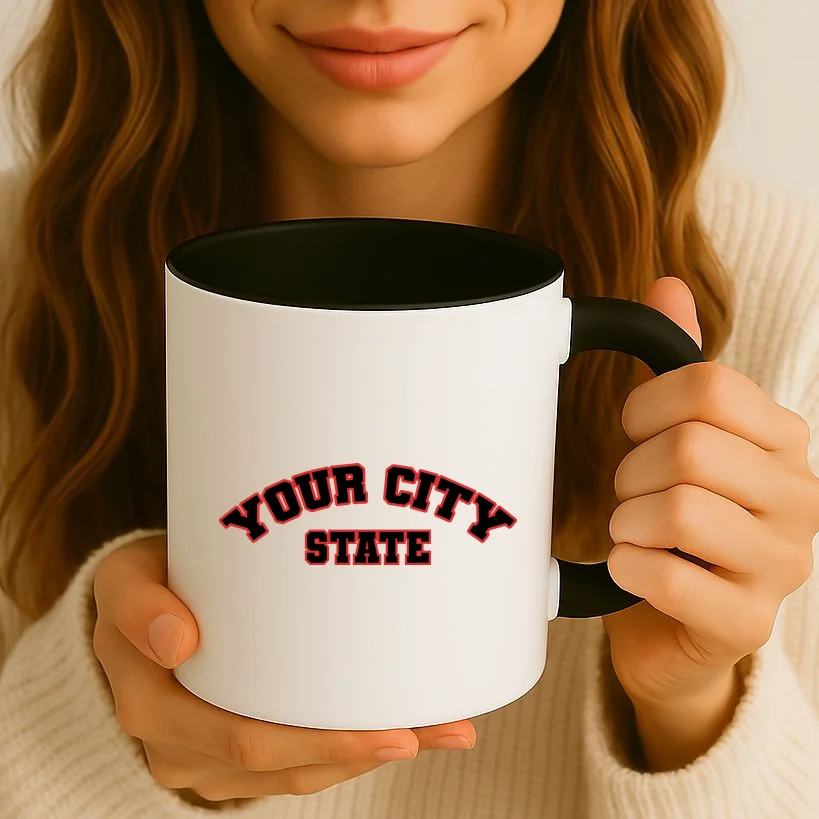 Custom Personalized College City and State Block Letter Coffee Mug - Front 2