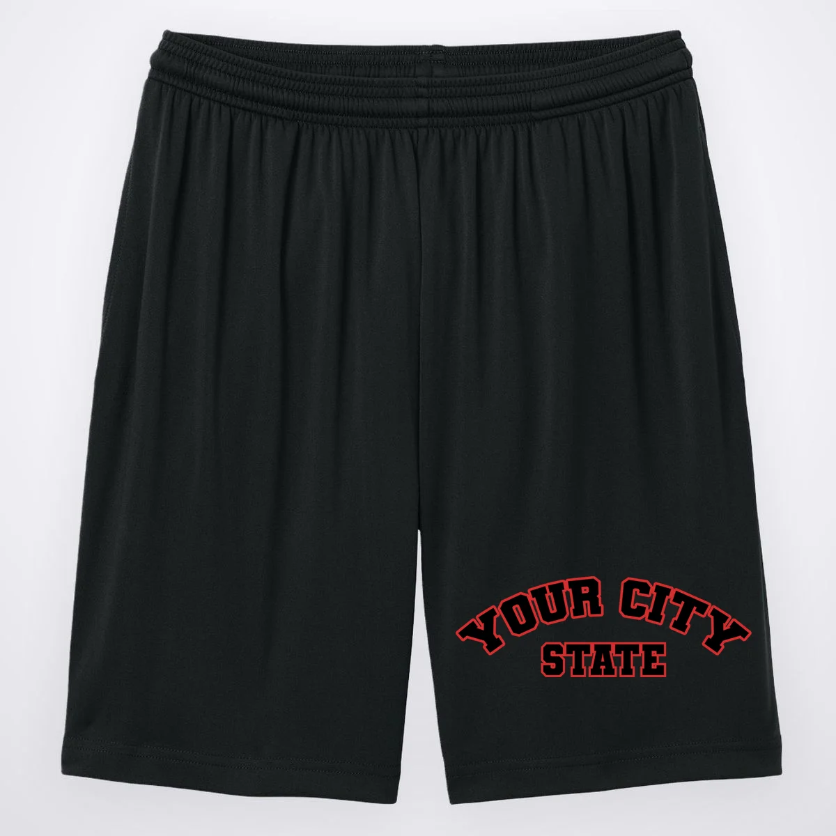Custom Personalized College City and State Block Letter Men's Shorts - Front