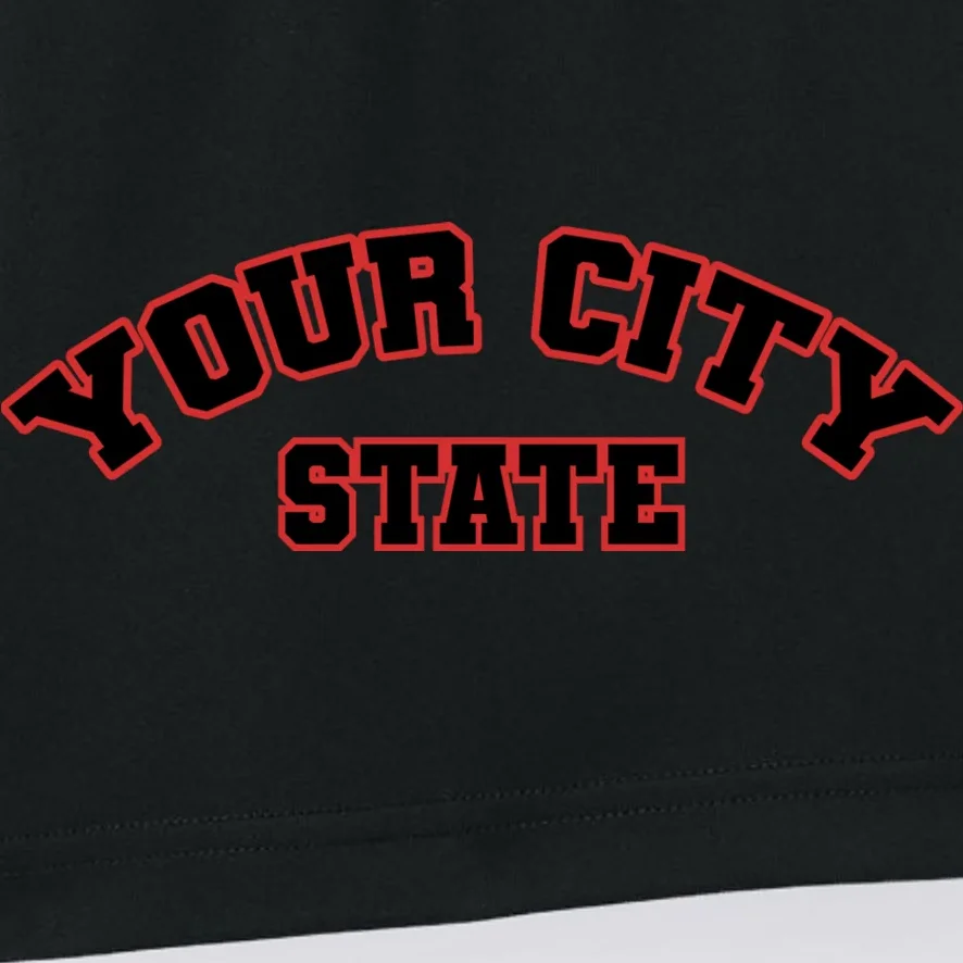 Custom Personalized College City and State Block Letter Men's Shorts - Front - Close-up