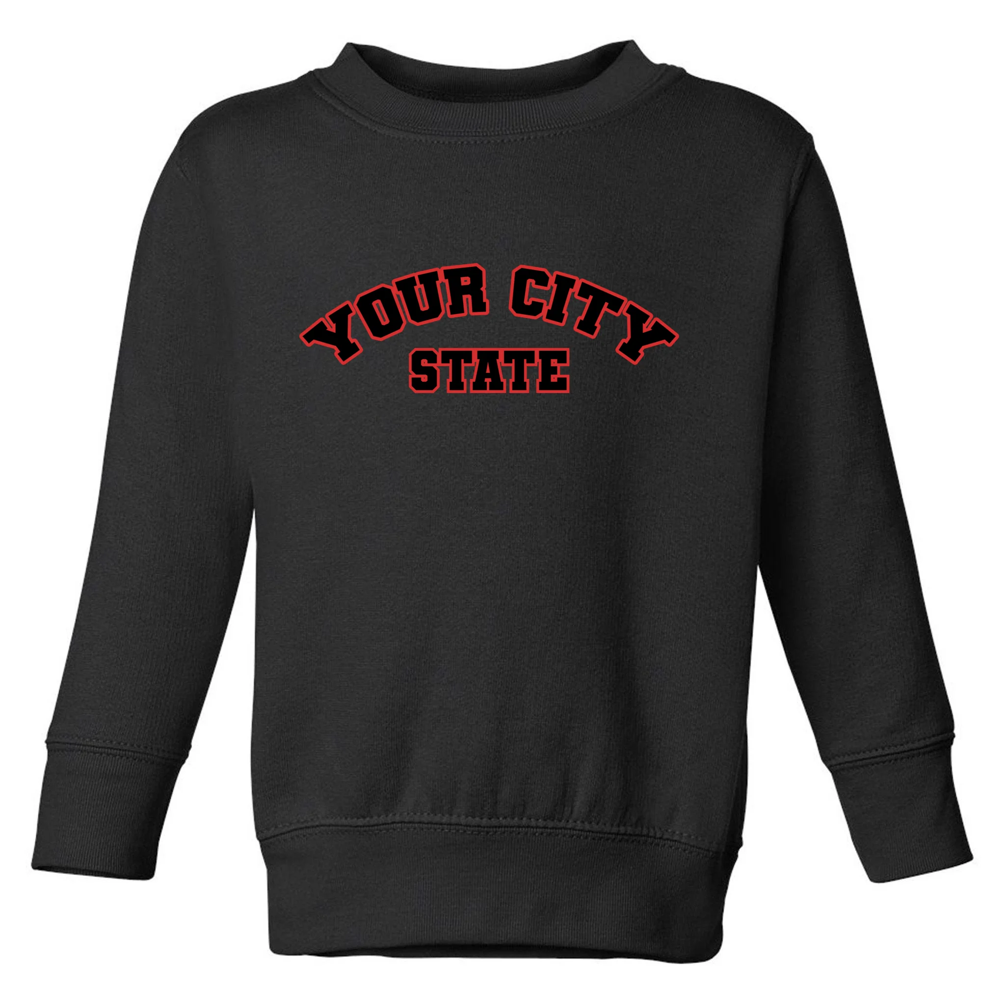 Custom Personalized College City and State Block Letter Toddler Sweatshirt - Front