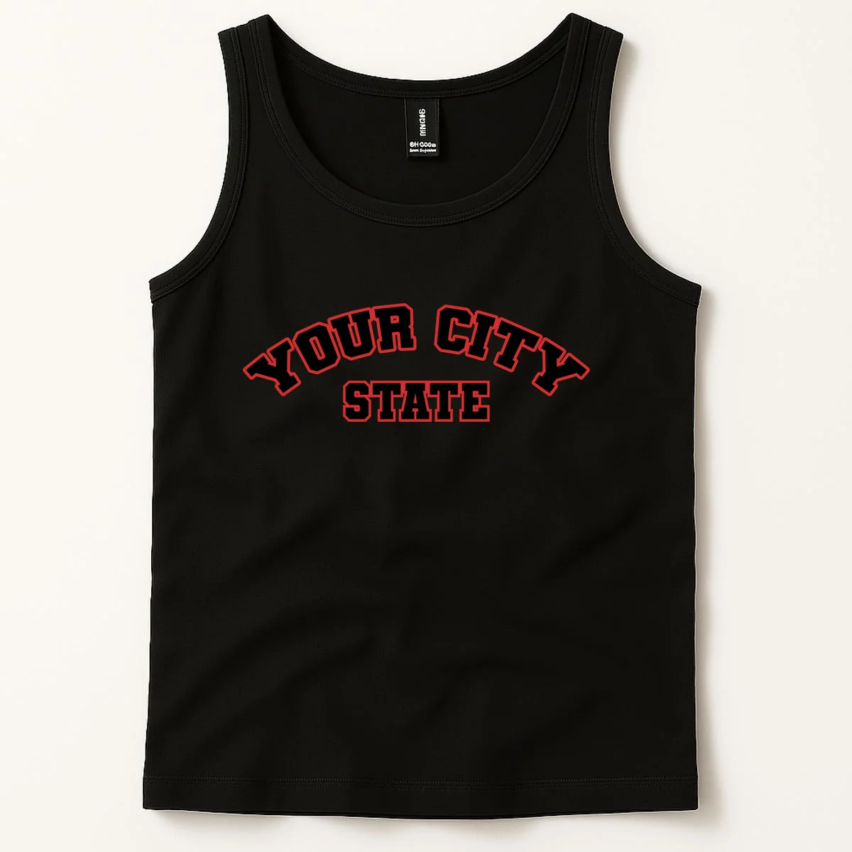 Custom Personalized College City and State Block Letter Tank Top - Front 1