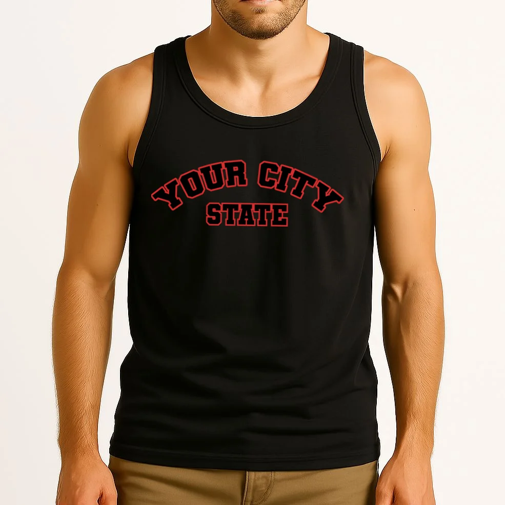 Custom Personalized College City and State Block Letter Tank Top - Front 2